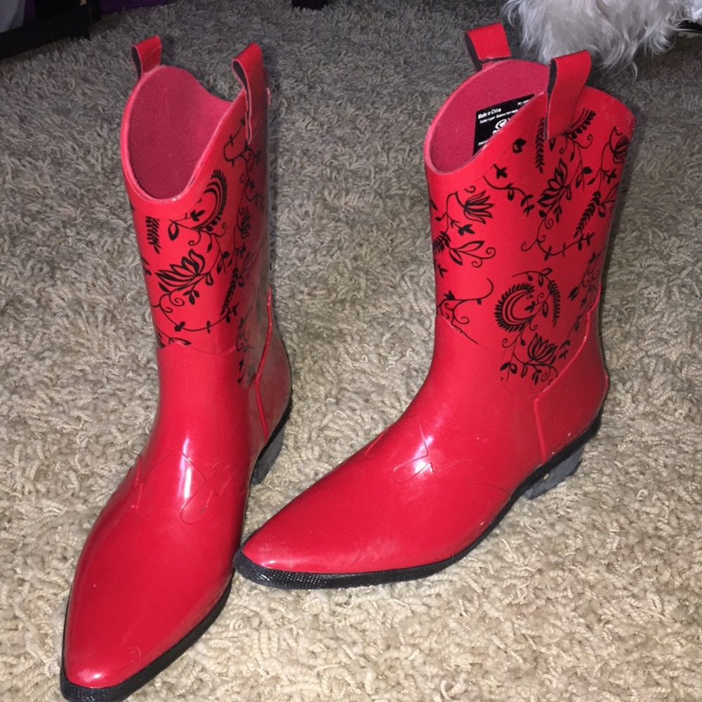 Roper red cowboy western rain boots